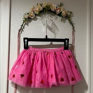 Gymboree Pink & Red Heart Tulle Skirt